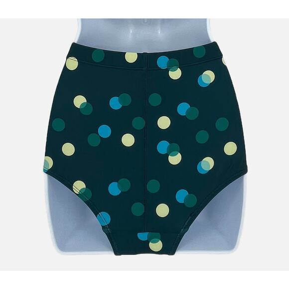 Bikini Bottom High Waist with Polka dots in Blue Green Bottom Only Size Medium - Picture 7 of 8